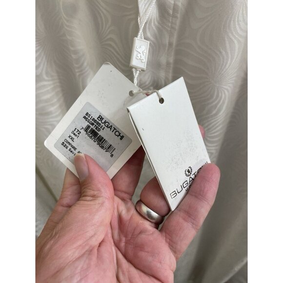 Bugatchi Uomo Shirt Men's Shaped Fit Long Sleeve Button Up White XXL Print Flip - Picture 5 of 12